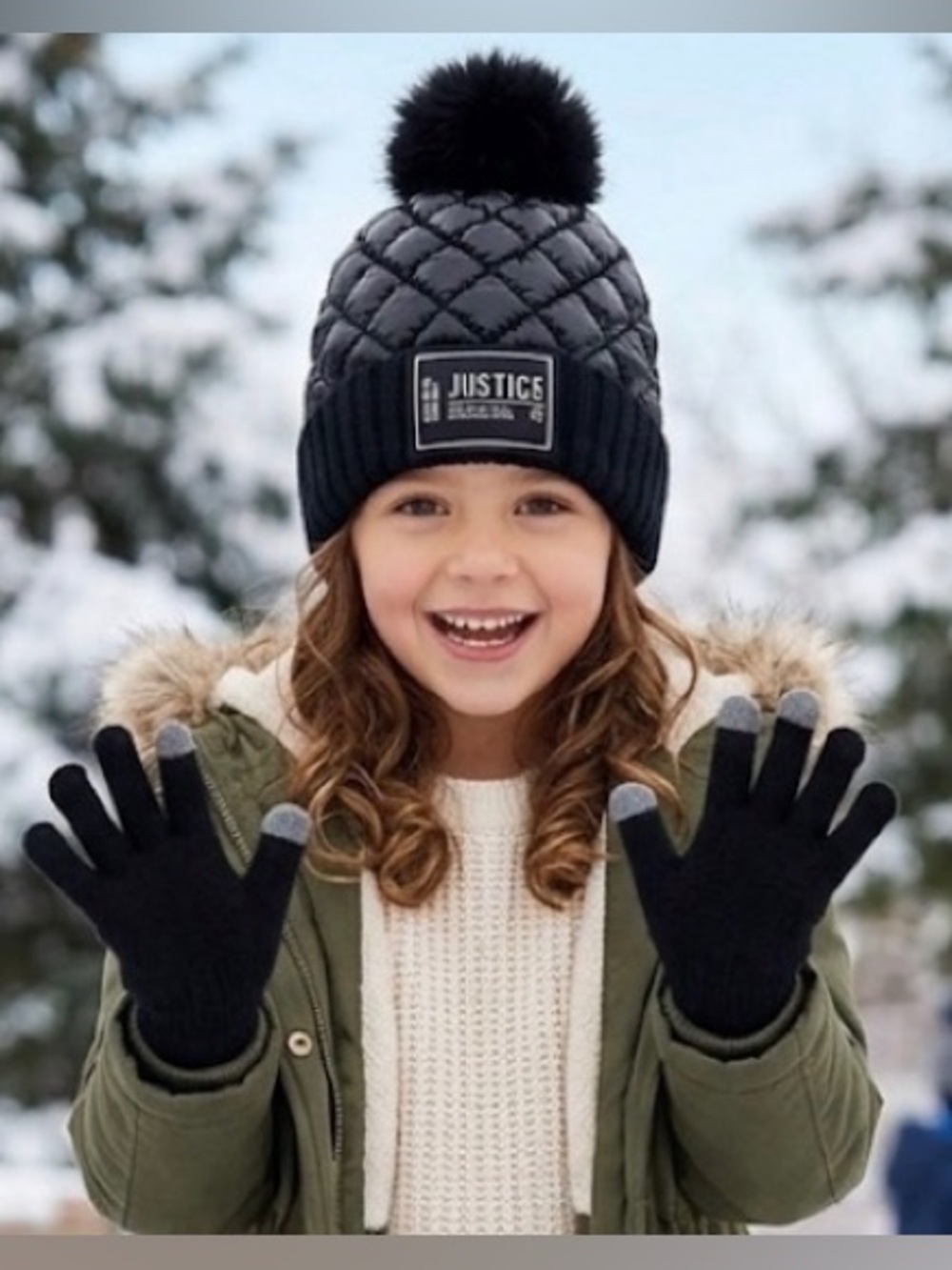NWT Childrens Puffer Winter hat and glove set